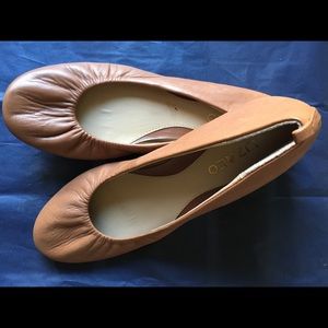 Tan Beige flats with low wedge